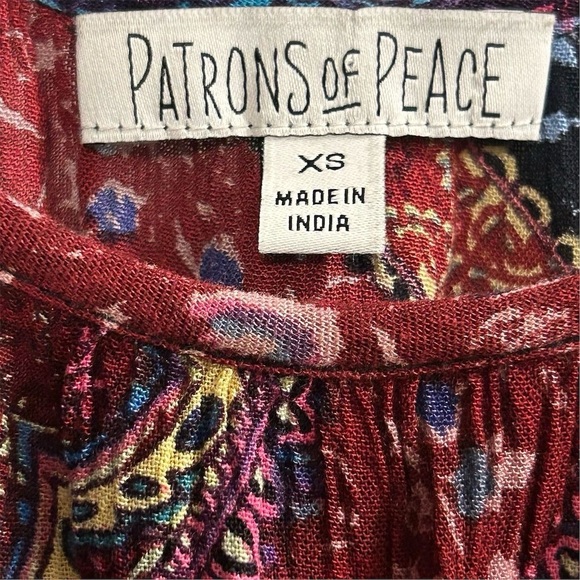 Patrons of Peace Women's XS Floral Boho Blouse Multicolor Casual Top - Picture 7 of 9